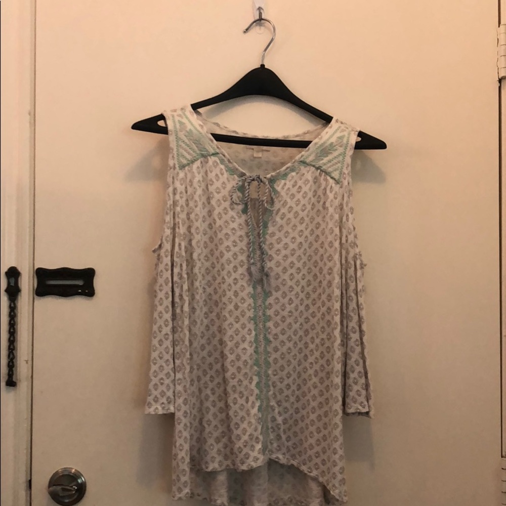 Charming Charlie’s cold shoulder blouse.